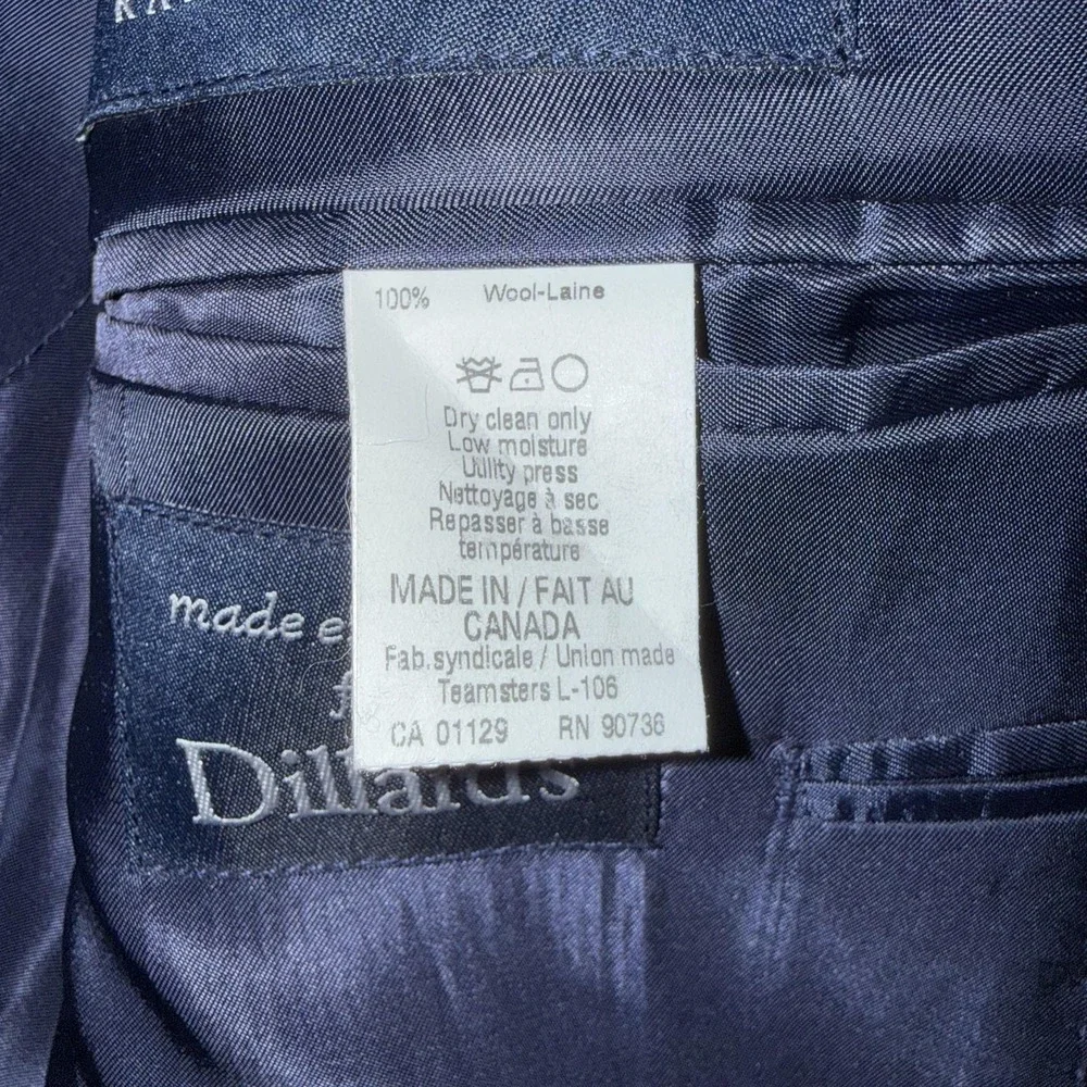 Ralph Ralph Lauren Suit Jacket Mens 44S Blue Wool 2 Button Made In Canada