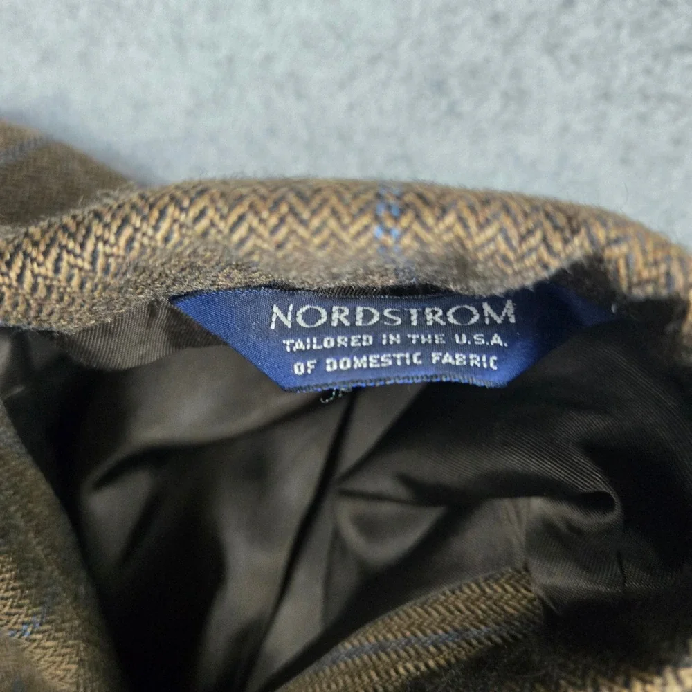 Nordstrom Loro Piana Blazer Mens 44R Brown Camel Hair Herringbone Sport Coat USA