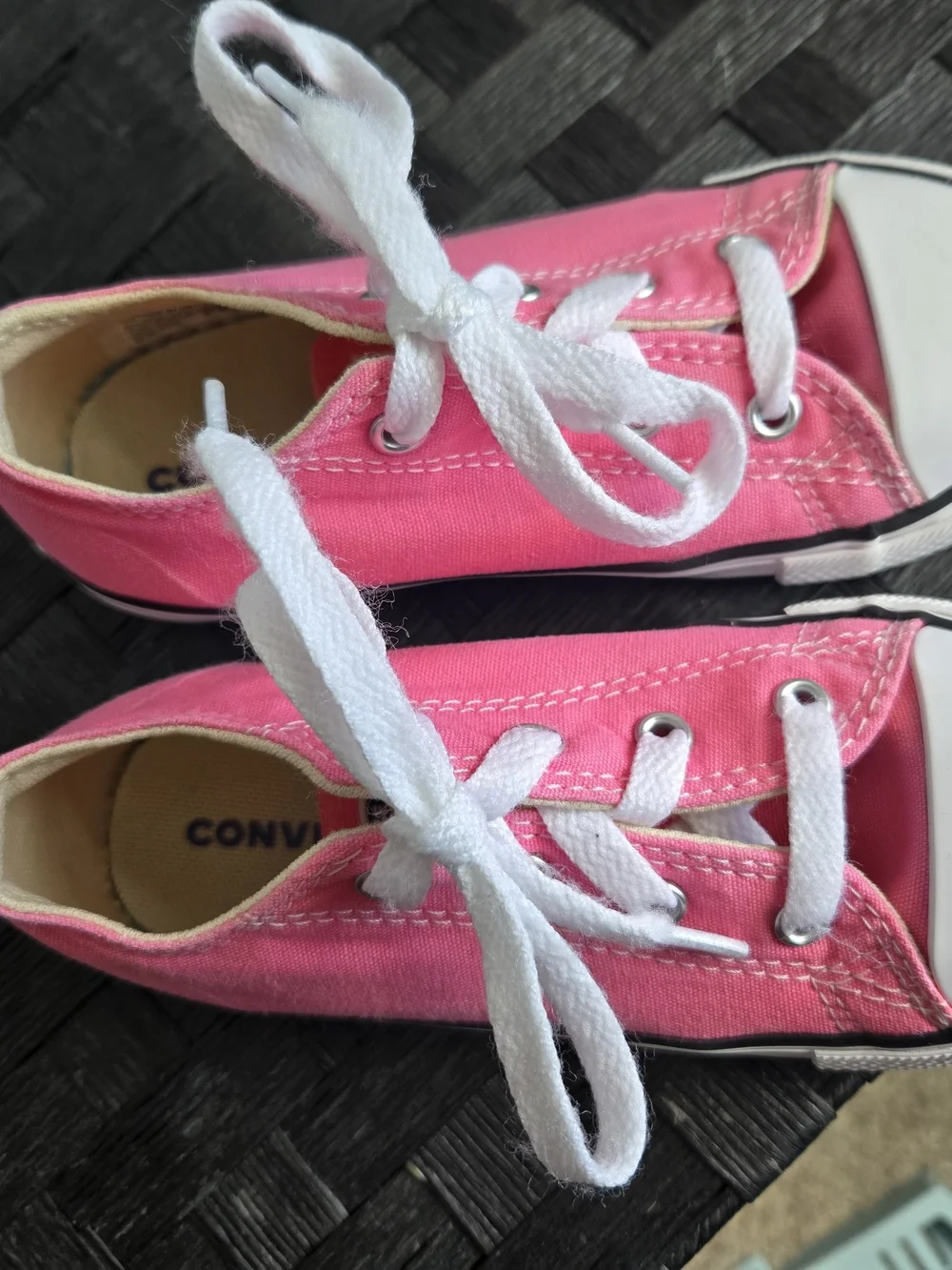 Converse Kids Low Top Canvas Sneakers - Hot Pink with White Accents