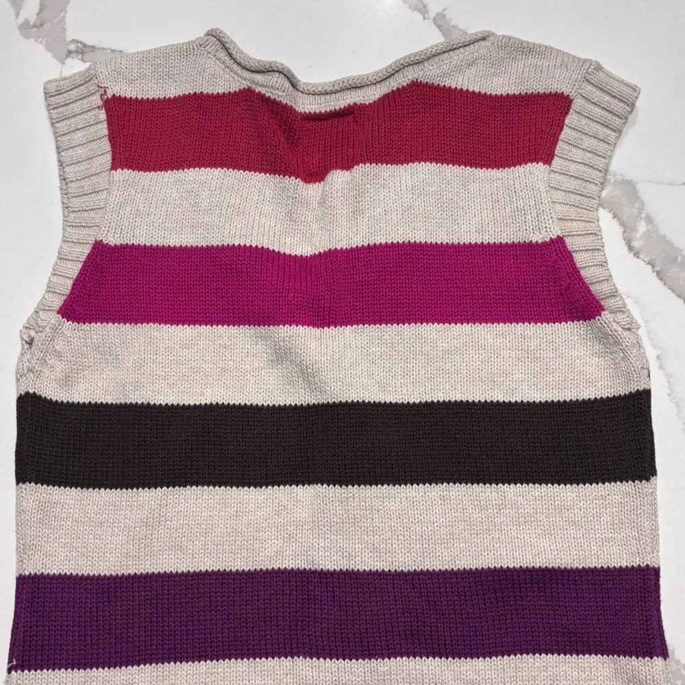 Old Navy | Girls Tan Red Pink Brown Striped Sleeveless Knit Sweater Dress Size S