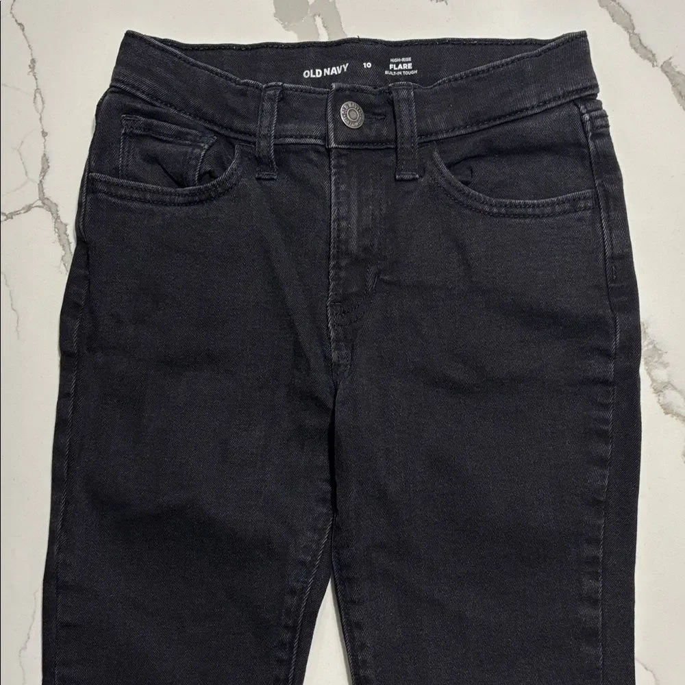 OLD NAVY | Big Girls Black Denim High Rise Stretch Flare Jeans Size 10