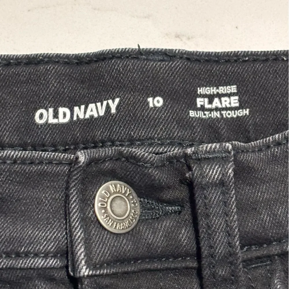 OLD NAVY | Big Girls Black Denim High Rise Stretch Flare Jeans Size 10