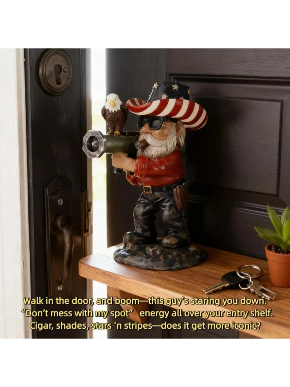 Military Garden Gnome - 4.8in Tactical Gnome with Guns, Patriotic Gifts for Men