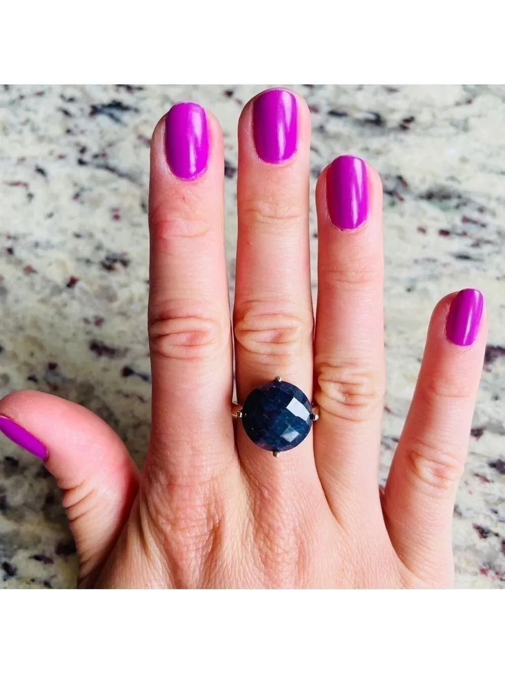 Faceted Blue Sodalite Sterling Silver Gold Vermeil Solitaire Round Ring India
