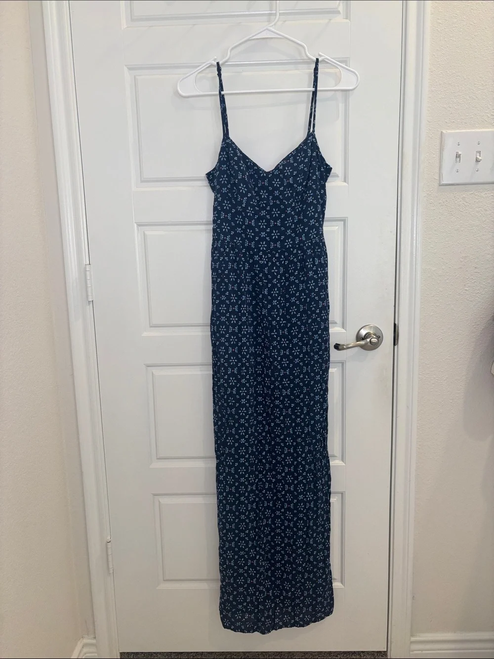 Abercrombie & Fitch Floral Open Back Maxi Dress Navy Blue M