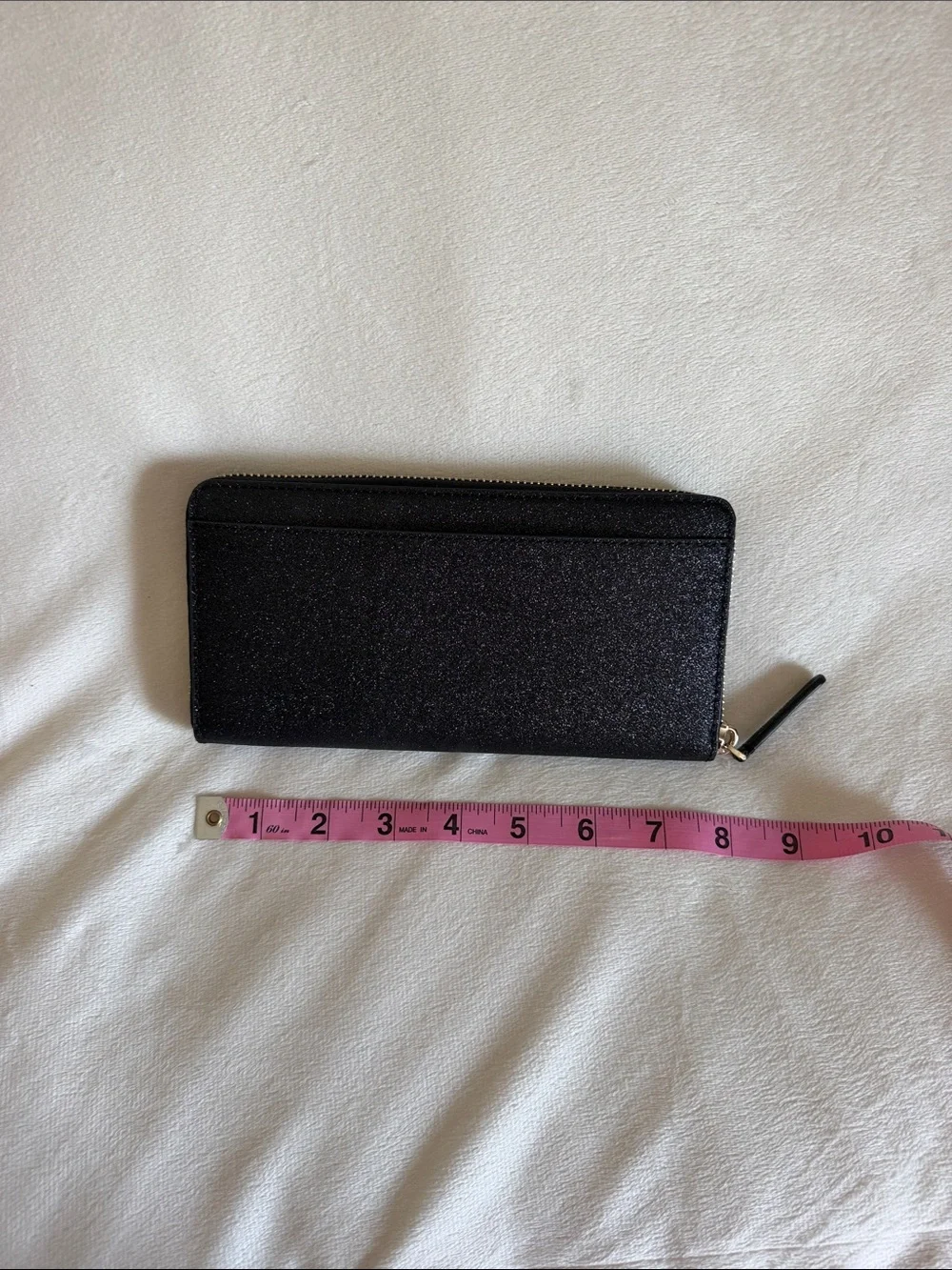 kate spade Black Glitter Zip-Around Wallet
