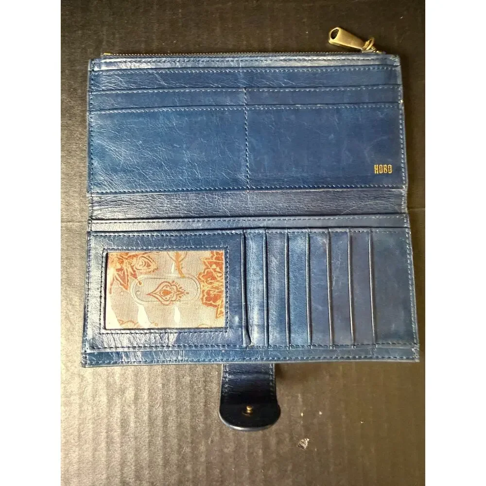 HOBO Navy Blue Leather Clutch Wallet