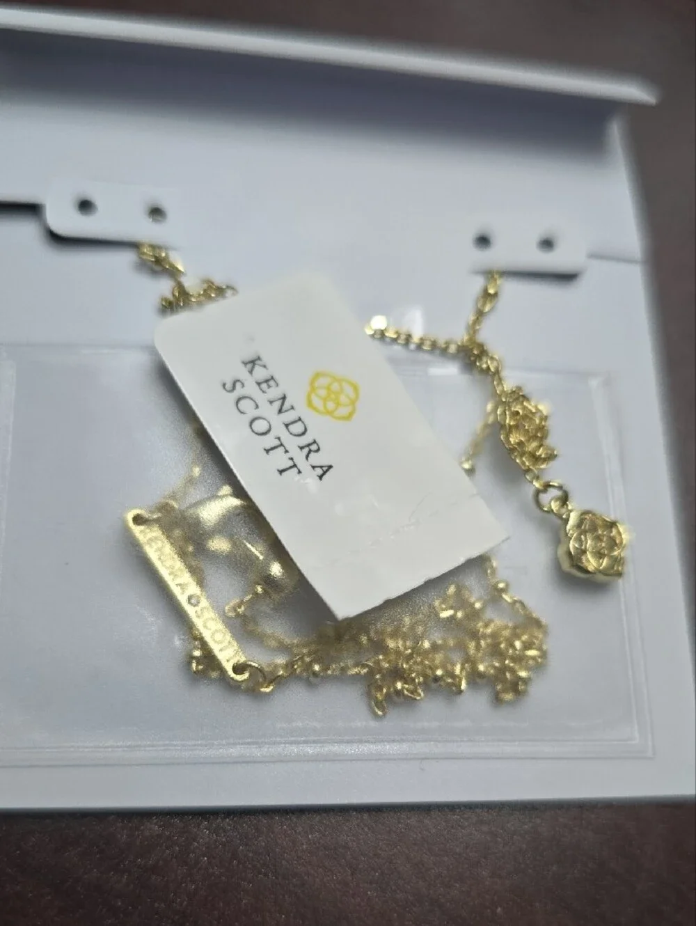 Kendra Scott Gold Necklace with Fuchsia Marquise Stone