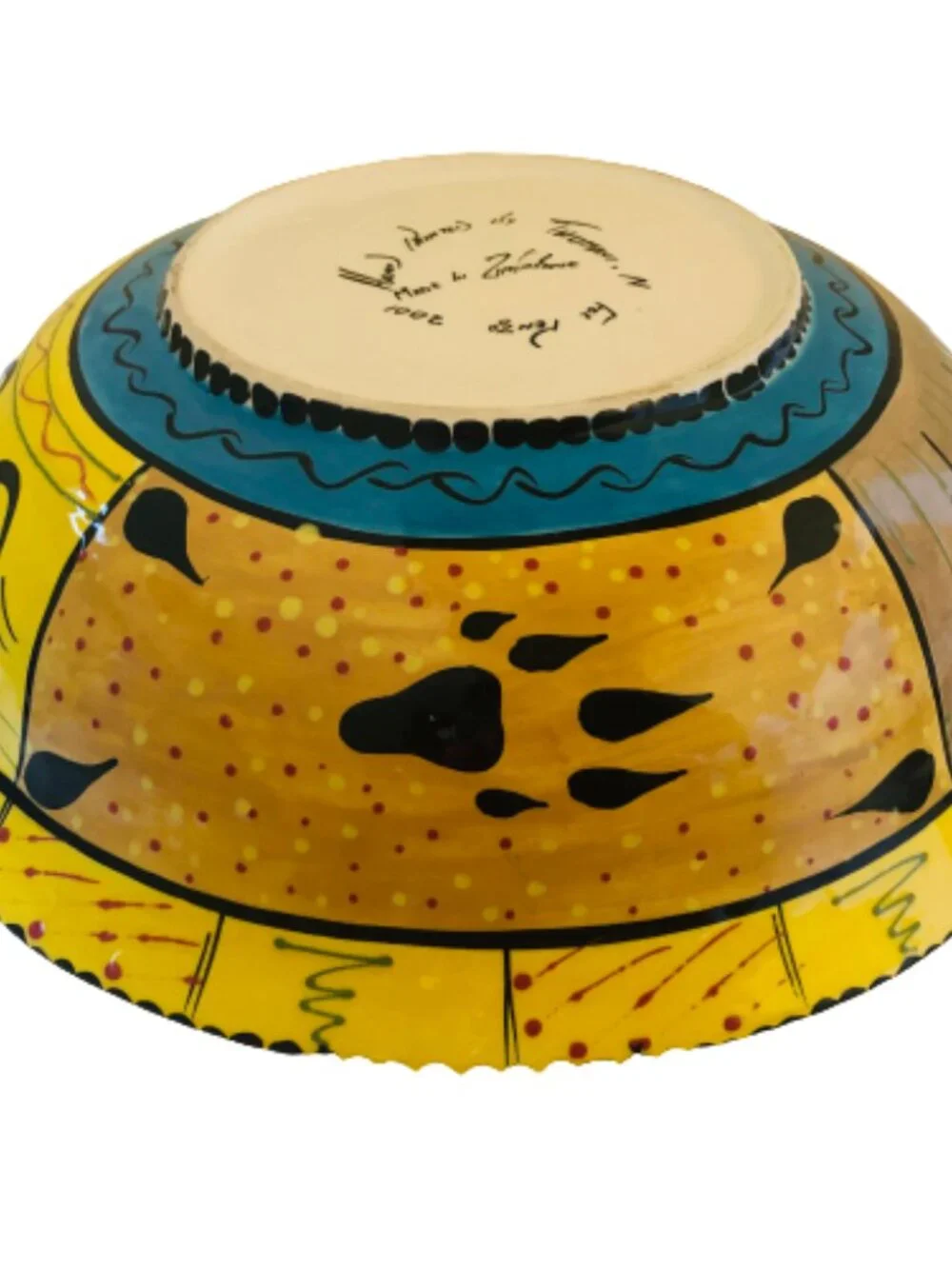 Penzo Zimbabwe Ceramic Bowl Hand Painted African Safari Wildlife Art Signed 2001
