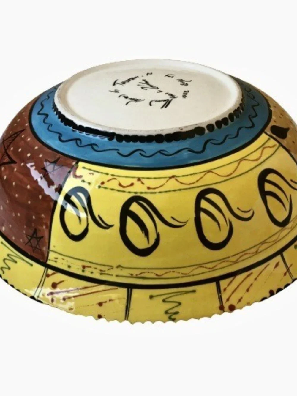 Penzo Zimbabwe Ceramic Bowl Hand Painted African Safari Wildlife Art Signed 2001