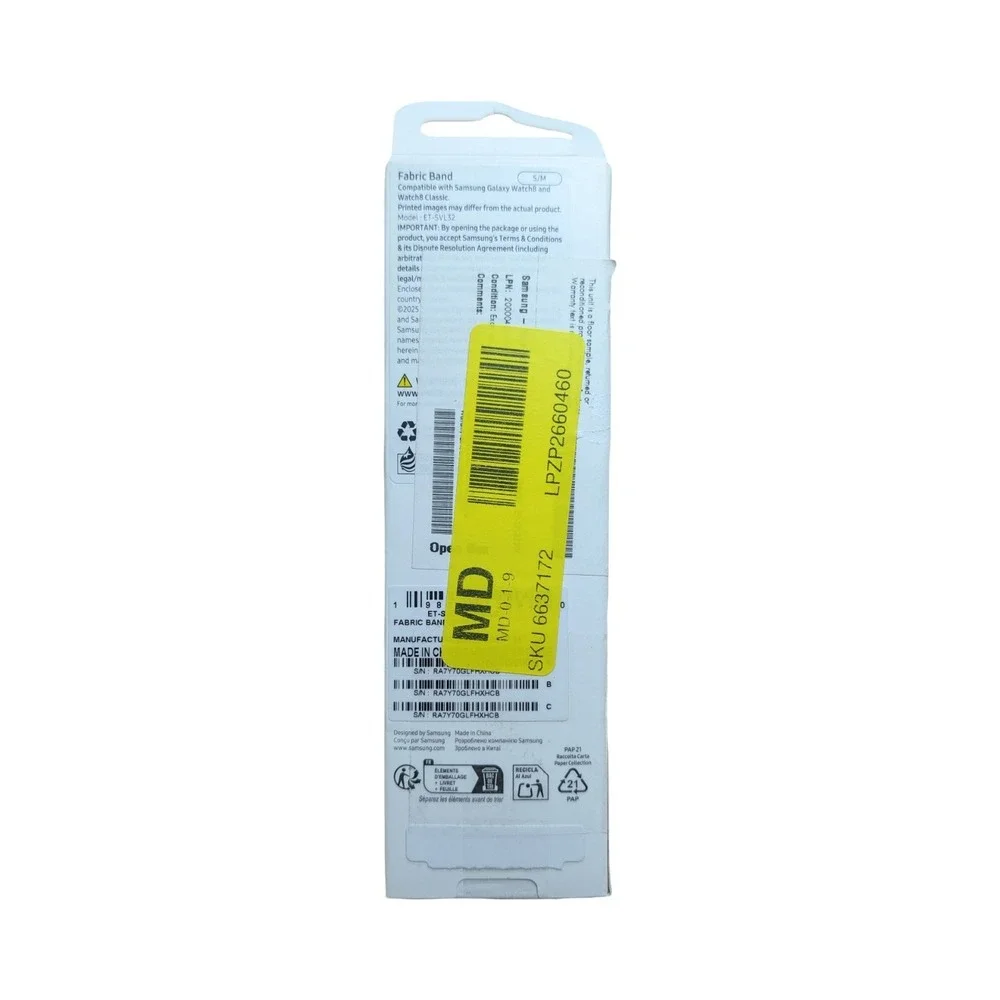 34-S Samsung Galaxy Fabric Band for Watch8 & Watch8 Classic S/M‎ White ⬇️
