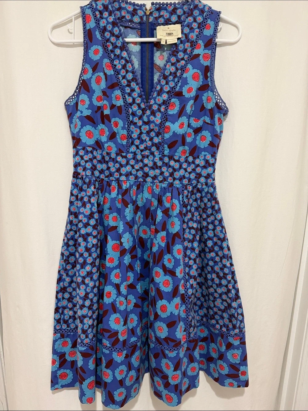 Kate Spade New York Blue Floral Fit & Flare Dress Size 4