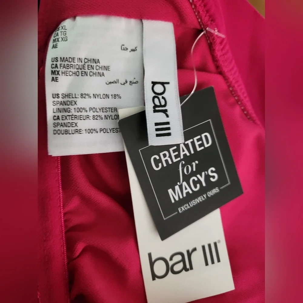 💕Bar III open back one piece swim suit‎ Womens Size Xl Hot Pink