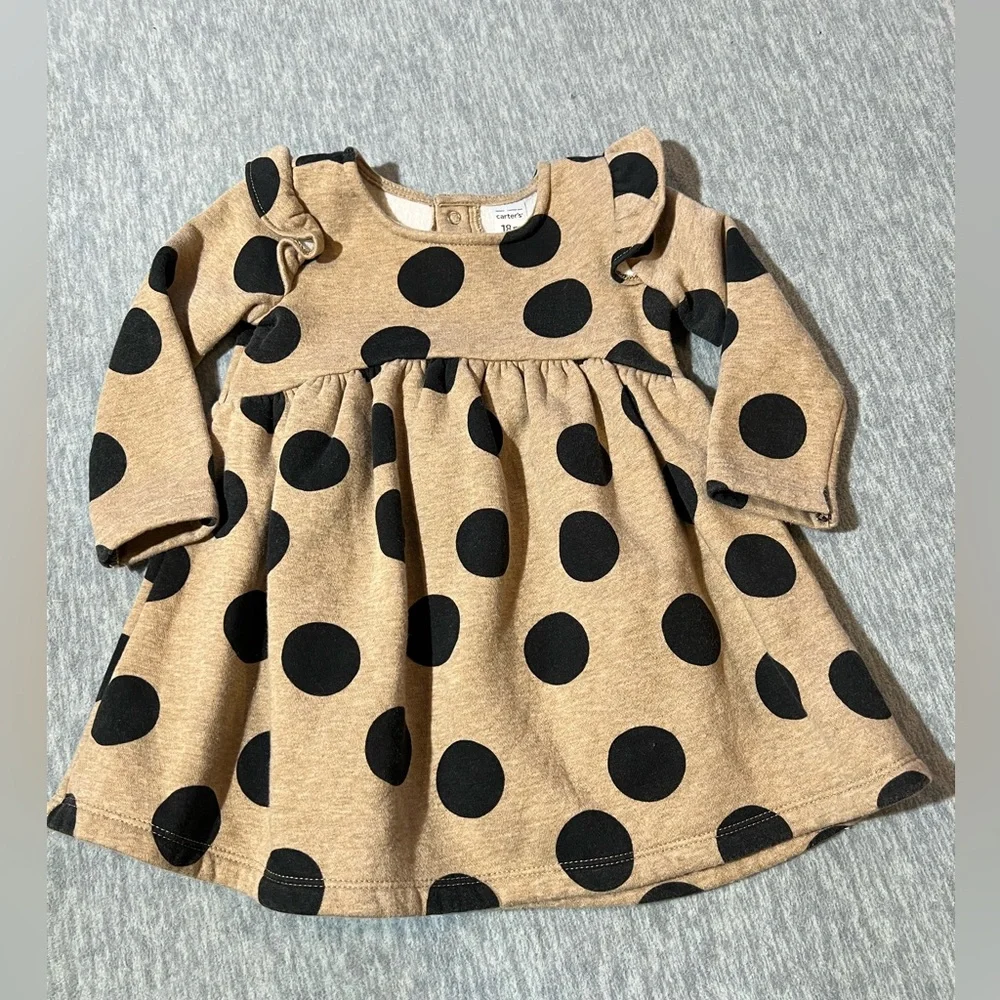 Carter’s fleece lined polkadot dress long sleeve girls‎ kids baby 18 months soft