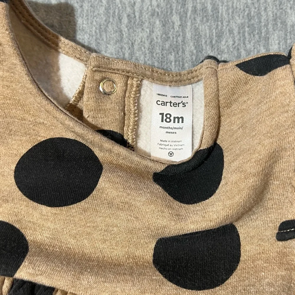 Carter’s fleece lined polkadot dress long sleeve girls‎ kids baby 18 months soft