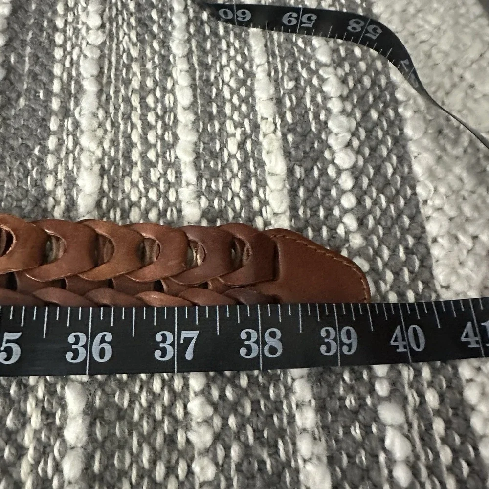Vtg Woven Genuine Leather Belt Brown Women's M/L‎ Boho Western Hippie