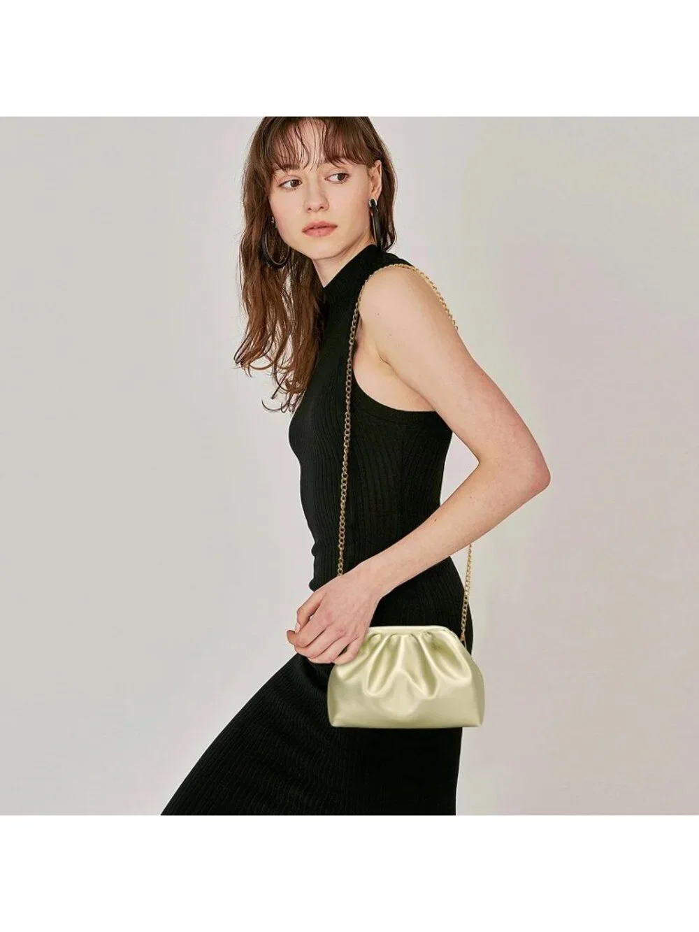 👜 Women's Gold PU Leather Evening Clutch Purse with Removable Chain Strap