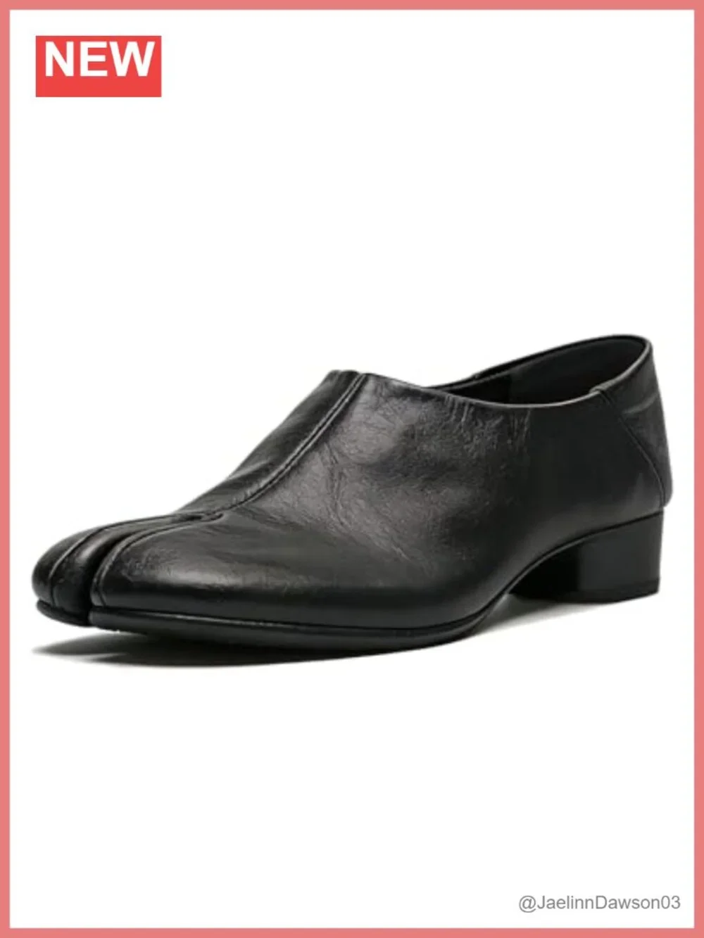 Faux Leather Split Toe Tabi Loafers Women's Slip-On Chunky Low Heel 2-Way