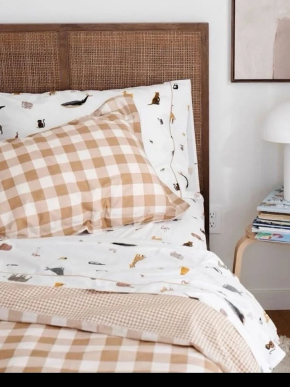 Gathre - Khaki Gingham Reversible Duvet Set Twin Tan