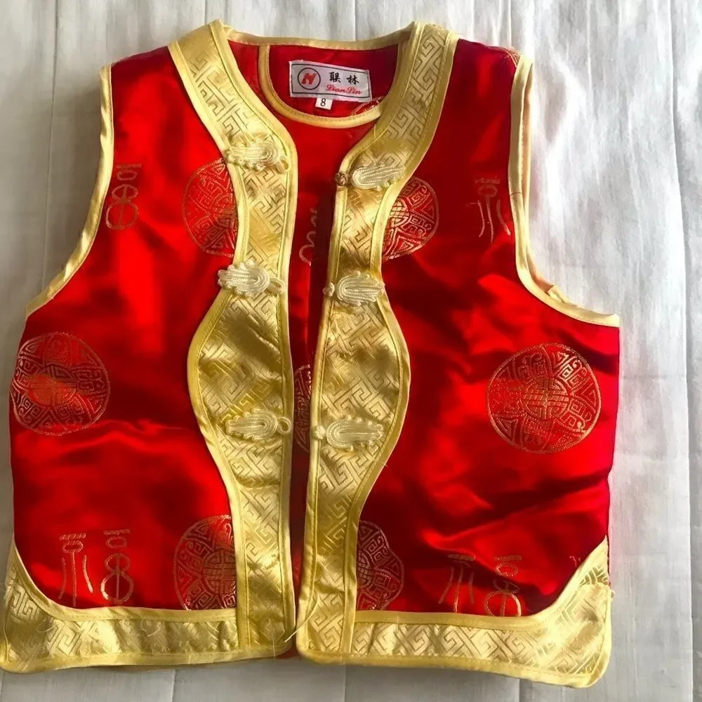 Chinese red and golden vest size 7-8