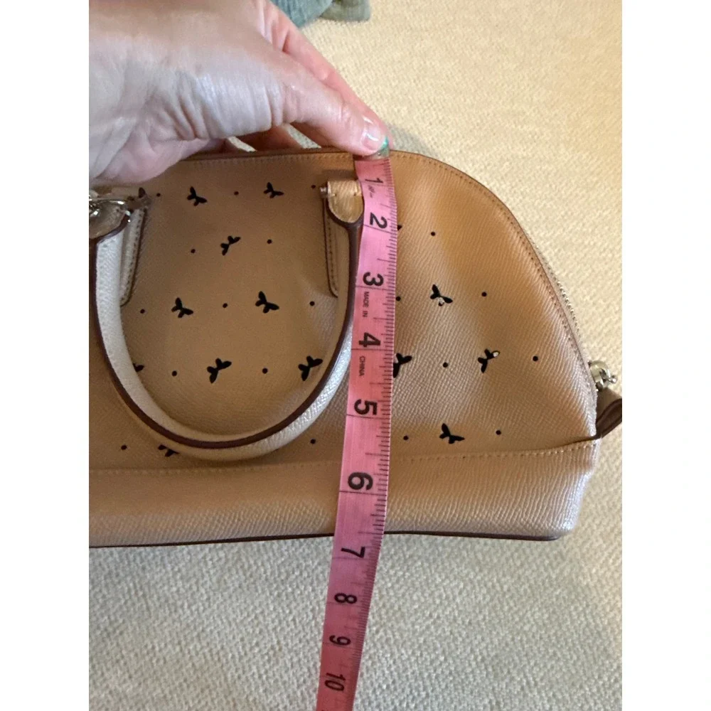 Coach Sierra Satchel‎ Butterfly Laser Cut Beige Crossgrain Leather Dome Bag