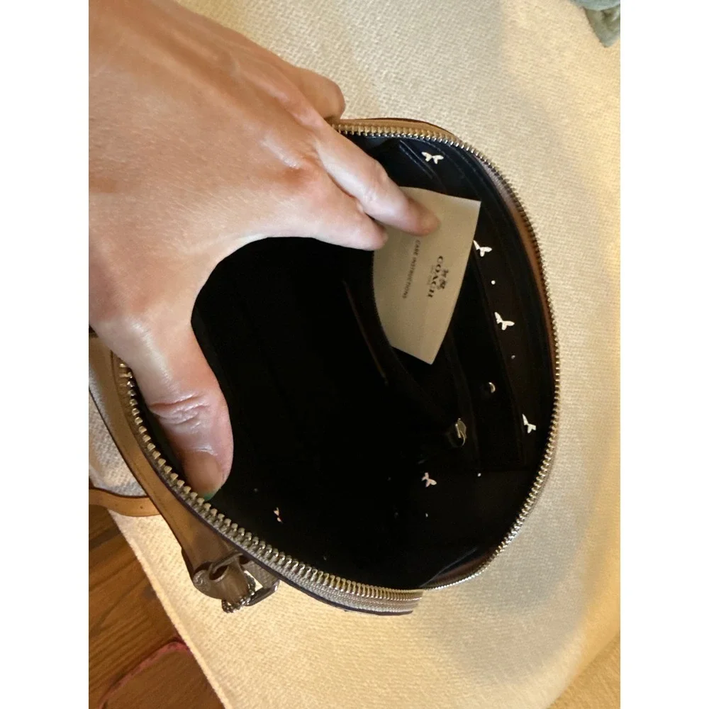 Coach Sierra Satchel‎ Butterfly Laser Cut Beige Crossgrain Leather Dome Bag