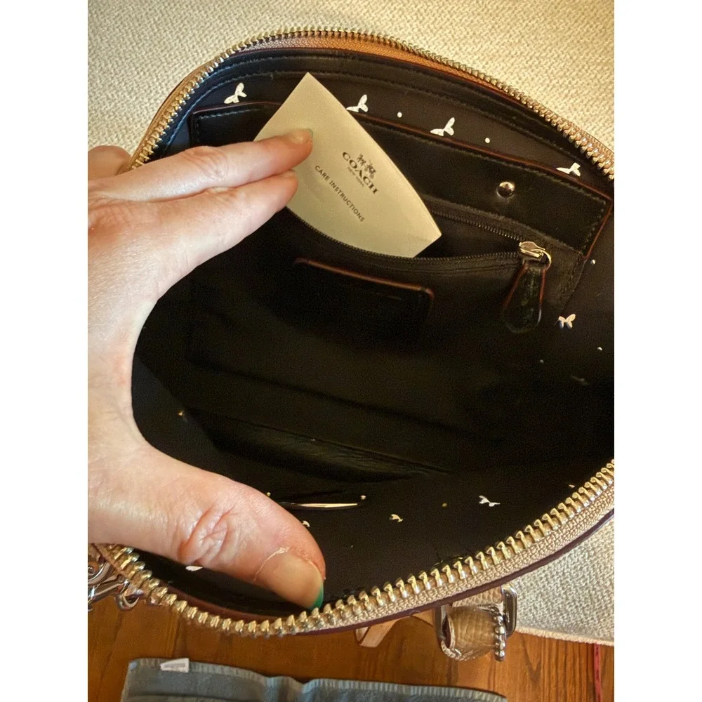 Coach Sierra Satchel‎ Butterfly Laser Cut Beige Crossgrain Leather Dome Bag