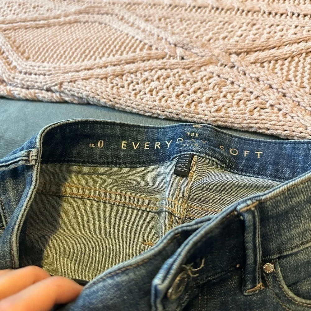 White House Black Market Mid Rise Blue Jeans Metallic Material In Rips