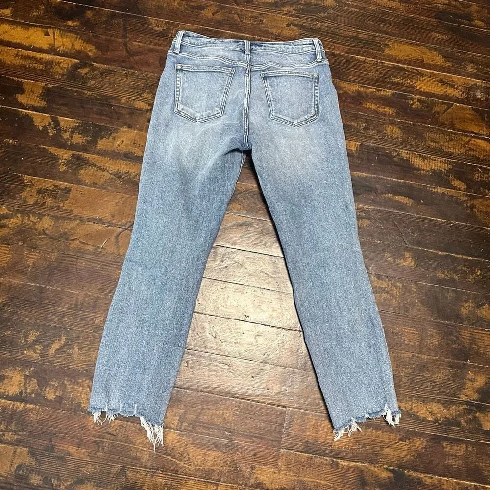 Silver western distressed western Beau 29x28 raw hem jeans
