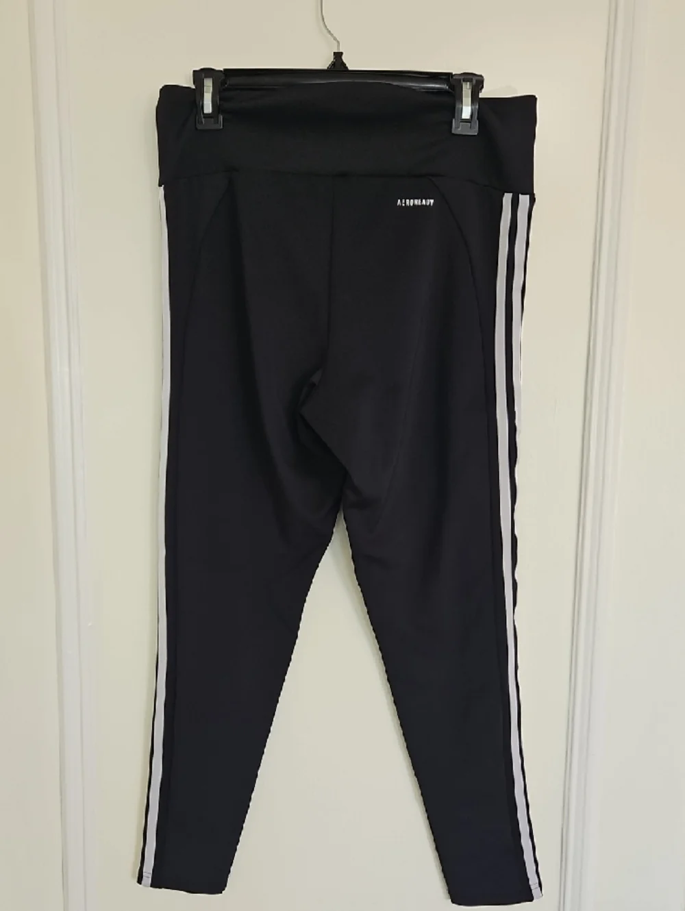 adidas Black Leggings with White Side Stripes Size L/16