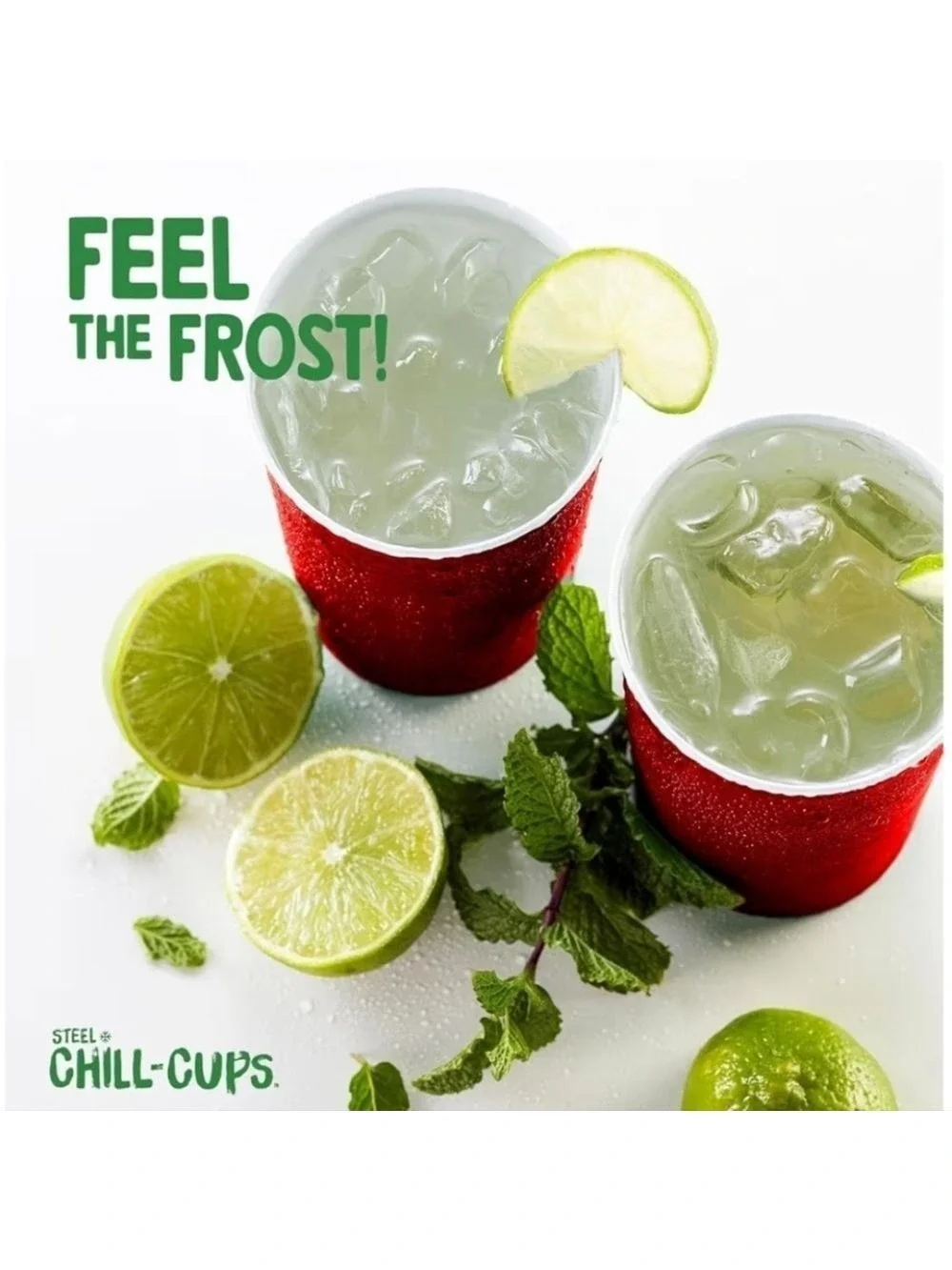 Red Steel Chill Cups Eco Friendly Party Cups Recyclable Made in USA