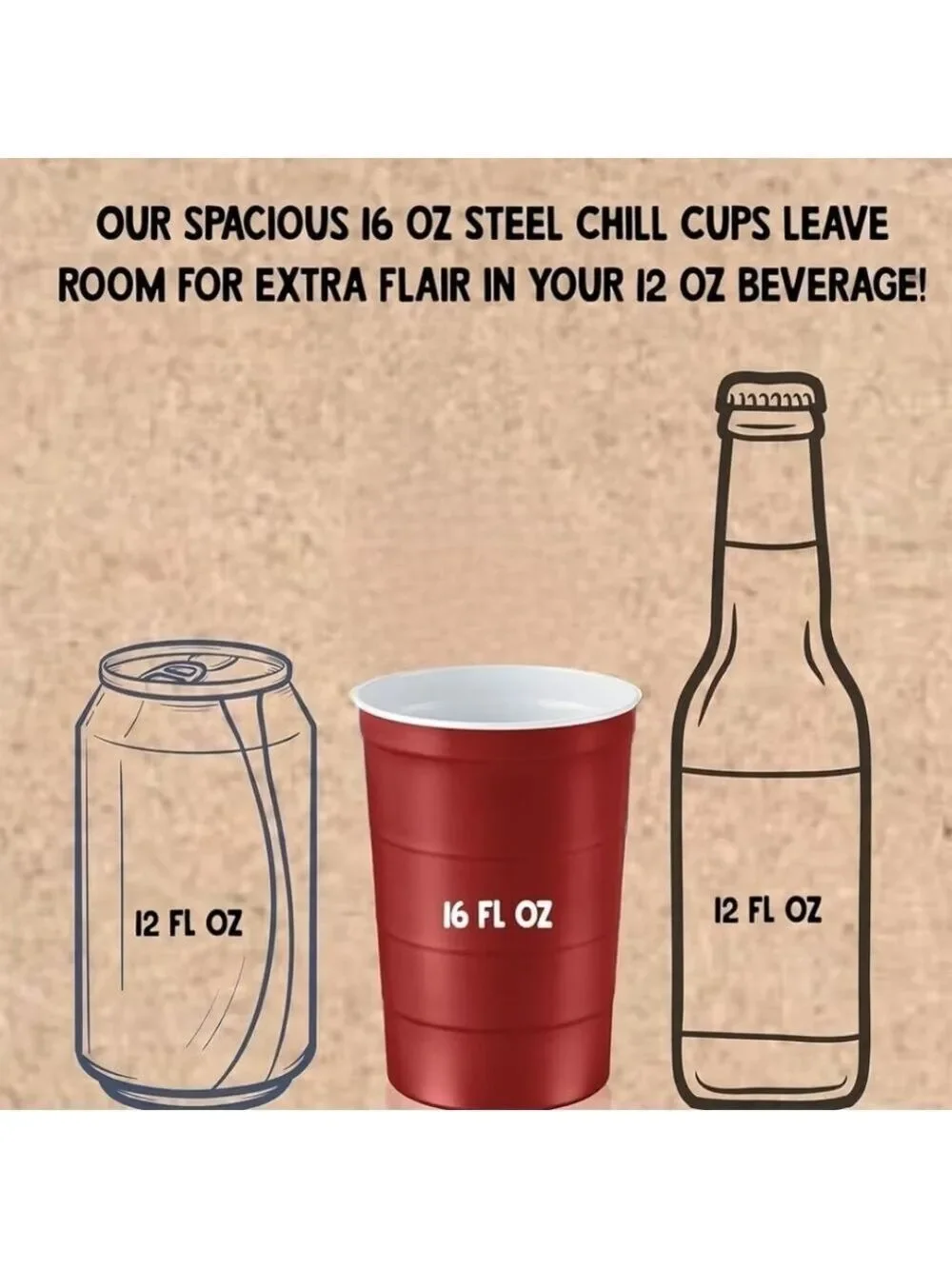 Red Steel Chill Cups Eco Friendly Party Cups Recyclable Made in USA