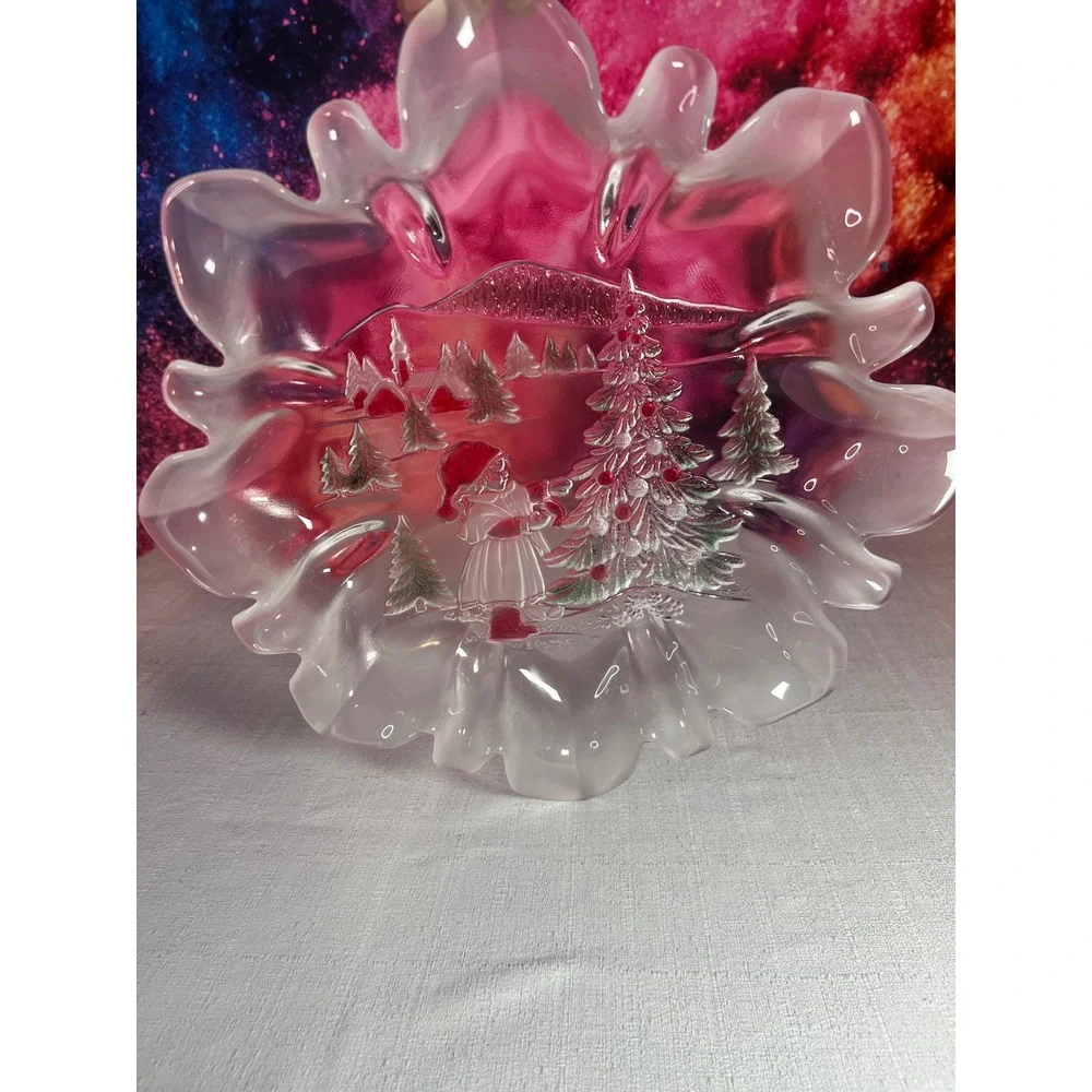 Vintage 1990 Mikasa Christmas Glass Bowl 14.5