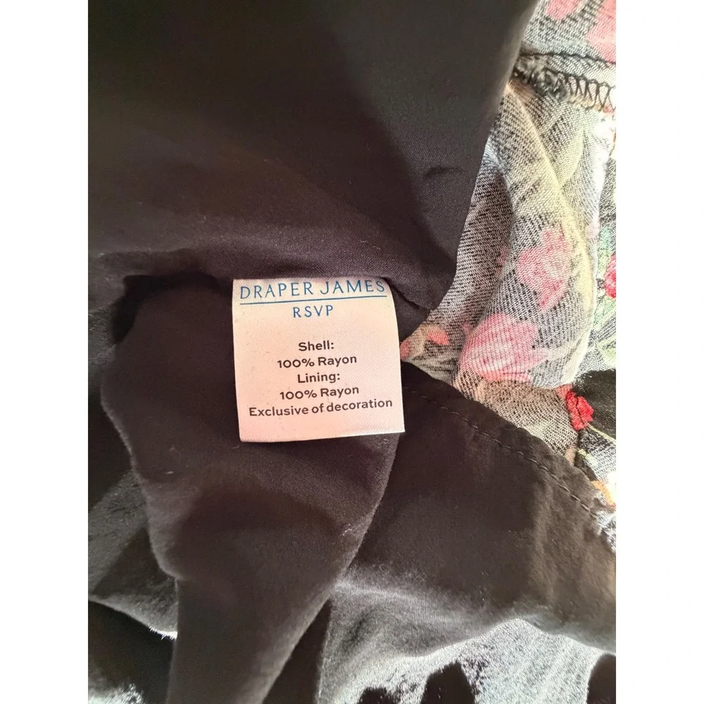 Draper James RSVP Floral Long Sleeve Mini Dress Womens L Black Cottagecore‎ Boho