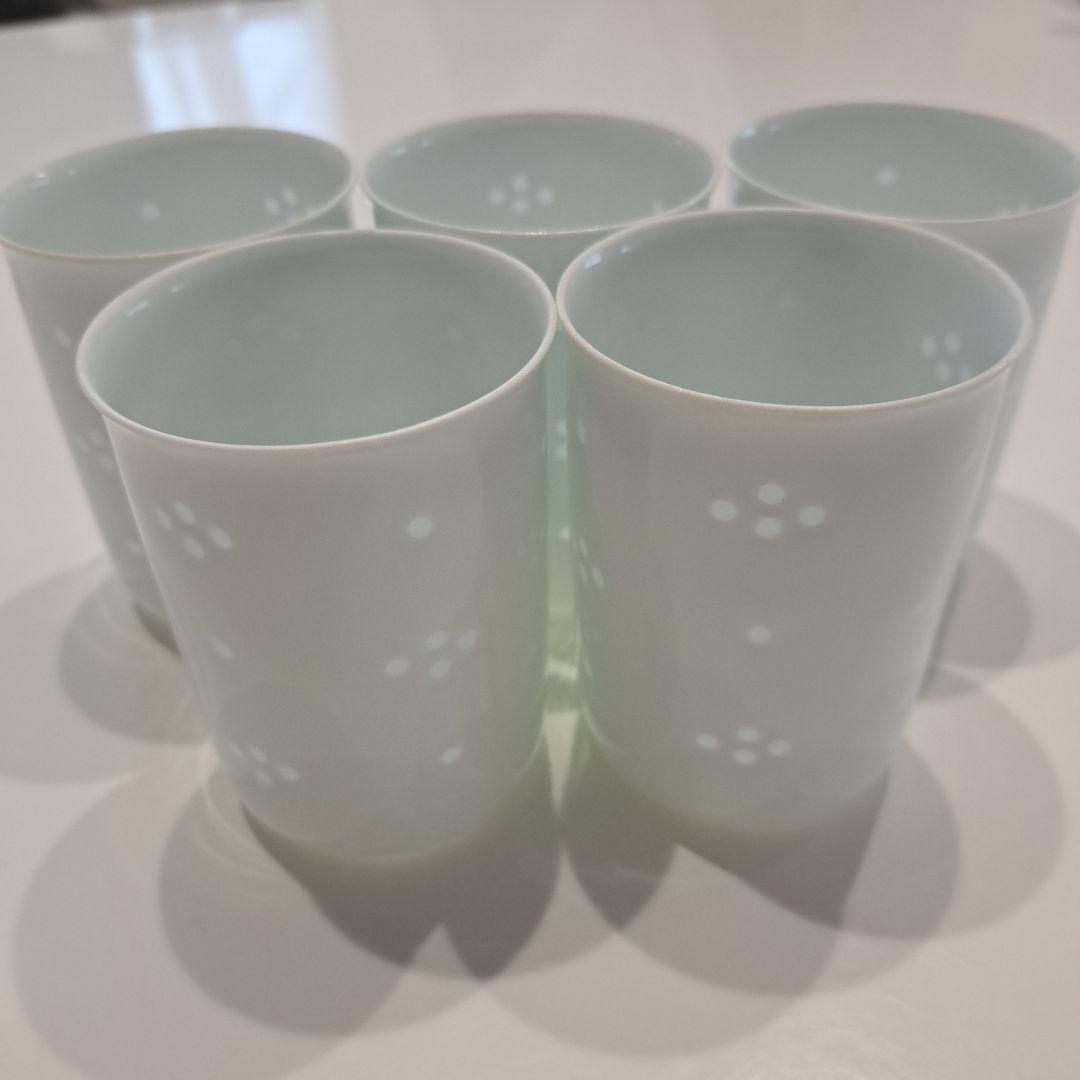 Hakusan Pottery Hotaru-yaki Teacup Set of 5